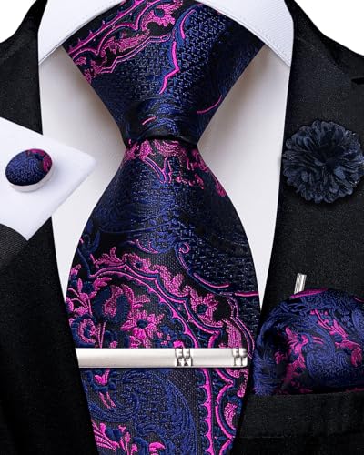 Image of DiBanGu Silk Zipper Ties for Men, Formal Pre-tied Necktie