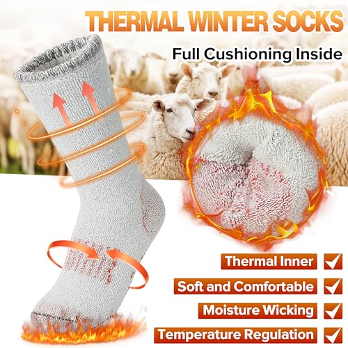Sandsuced Kids Merino Wool Hiking Socks Girls Boys Toddler Winter Thermal Warm Cozy Boot Thick Cushion Socks 4 Pairs4