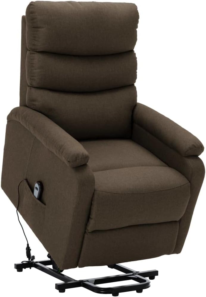 vidaXL Recliner, Electric Lift Chair for Elderly, Power Lift Recliner Chair for Home Theater Cinema with Side Pocket, Brown Fabric