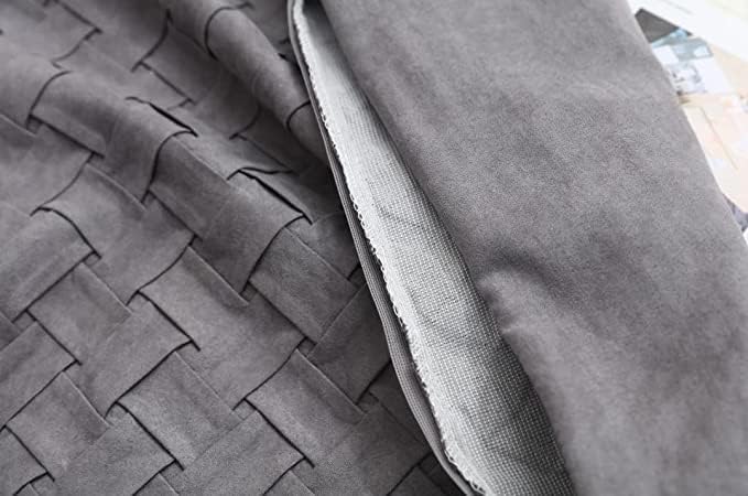 Set of 2 Car Backrest Hand Woven Suede Cushion, Living Room Sofa Pillow Covers Throw Pillow Covers (18x18 Pack of 2, Medium Gray)