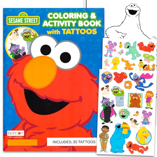 2 pack 35  Sesame Street Temporary Tattoos Kids Coloring Book Party Favors Bundle