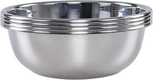 4-Pack Stainless Steel Deep Mixing Bowl Set, 22 cm Kitchen Metal Prep Bowls Bowls