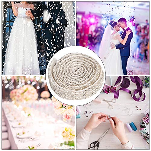 1 Yard Pearl Ribbon Tape, Pearl Rhinestone Chain Trim for DIY Wedding Sewing Bridal Bouquet, Cake Decorations, Party Dress (White Double Eight Tube Beads) - Image 3