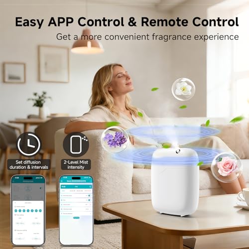 Waterless Essential Oil Diffuser - 3000 Sq.Ft Coverage, Whole-House Scent Diffuser Machine for Aromatherapy, 400ml Capacity, App Control Cold Air Oil Diffusers for Home Hotel Large Room Office Gifts — view 3