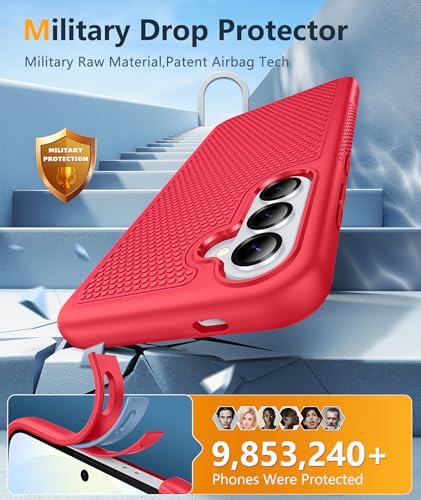 Image of FNTCASE for Samsung Galaxy S26 Plus Case: Military Grade Drop Protection, 14ft Drop Tested, Screen Protector Included, Anti-Slip Anti-Fingerprint Dual Layer Shockproof Phone Case Cover (Red)