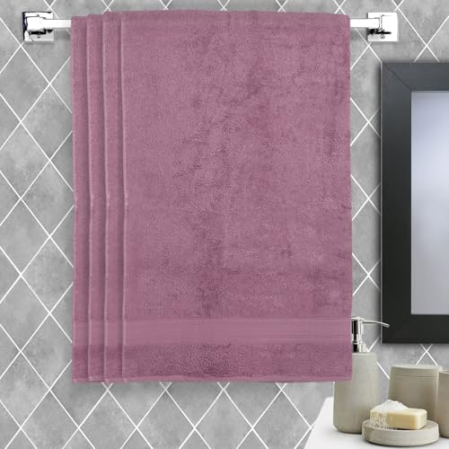 Image of Arvind 100% Cotton Towels for Bath | Towels for Bath Large Size | 500 GSM Bath Towel - Soft & Absorbent | 4 Piece Bath Towel for Men /Women | Urban Comfort | 70 cm x 140 cm - Lilac