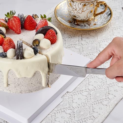 Cake Knife Set, 33cm Stainless Steel Long Cake Cutting Knife & 24cm Cake Server, Wedding Cake Cutter Utensils for Birthday Anniversary Party (Silver) - Image 4