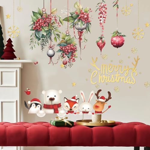 Vinilos de Pared Navidad Muñeco de Nieve y Animales