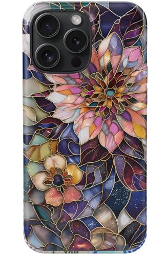 Image of Goodon for iPhone 16 Pro Case Cute - Wireless Charging Compatible - Dual-Layer Hard Shell + Silicone Cover - Protective Phone Case with Trendy Designs for Women - Blooming Purple Flower | Dual-Layer Hard Shell + Silicone, Slim Fit Protective Phone Cover with Wildflower Designs for Women Girls