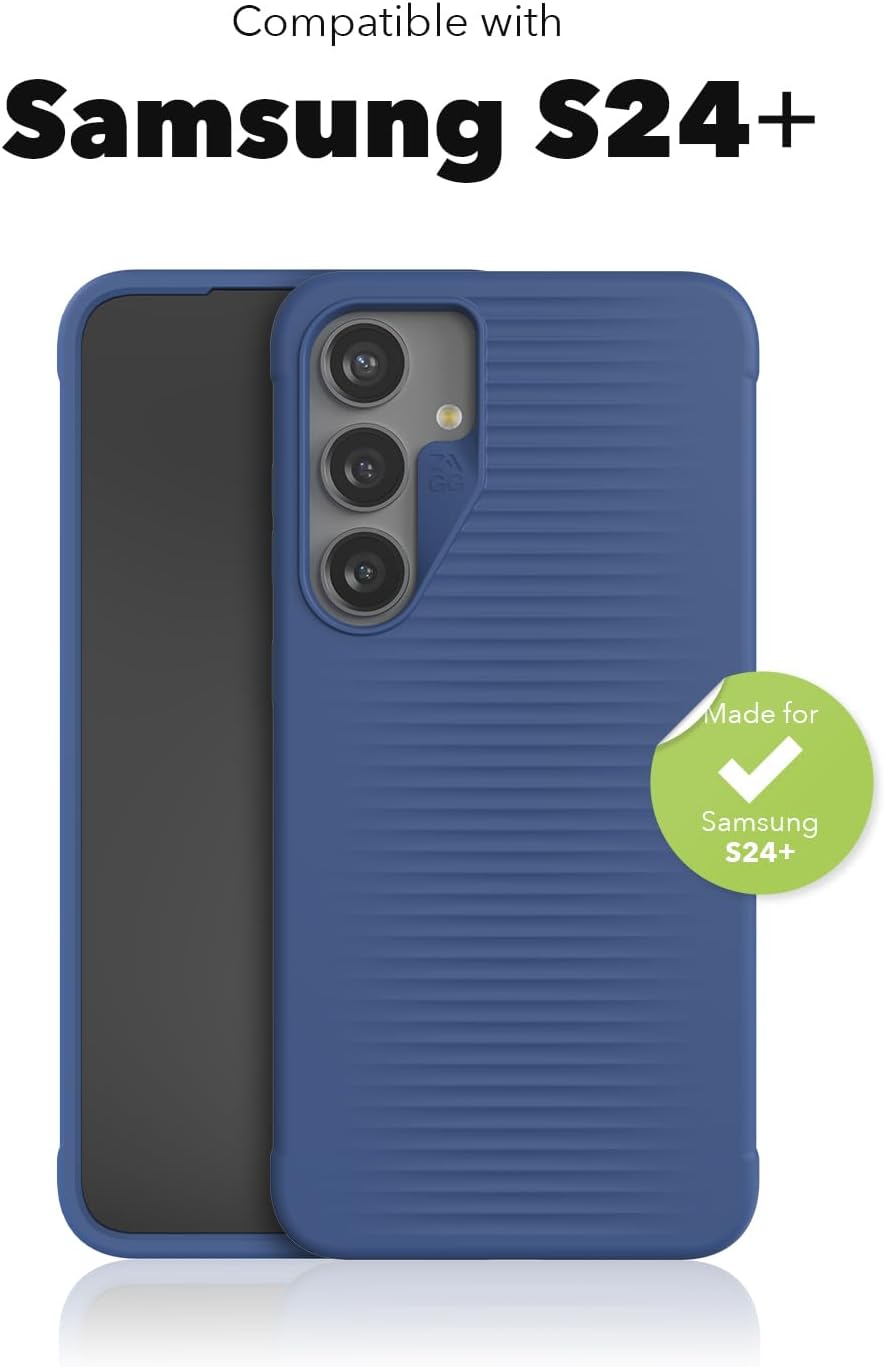 ZAGG Luxe Samsung Galaxy S24+ Case – Graphene-Enhanced, Ultra-Slim, Shock-Resistant, 10ft Drop Protection, Eco-Friendly Design, Wireless Charging Compatible, Noble Blue