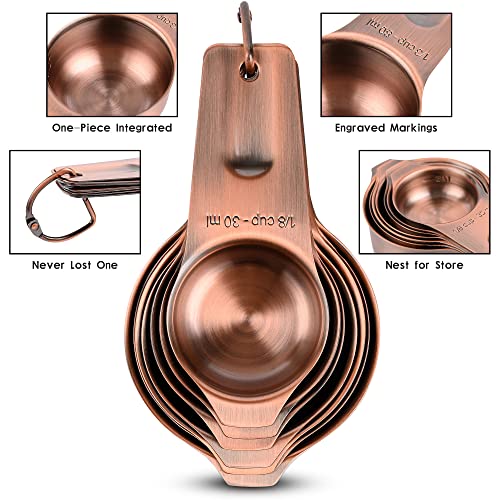 Smithcraft Measuring Cups Set, 7 Copper Measuring Cups, Stainless Steel Measuring Cups For Kitchen, Metal Measuring Cups For Baking, Metal Nesting Measuring Cup Set With 1/8 2/3 & 3/4 Measuring Cups #TOP3