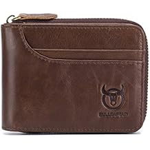 Leather Wallet Zipper Men Wallet, Mens RFID Antimagnetic Genuine Leather 11 Card Slots Wallet Coin Purse Wallet Credit Card Holder Brown