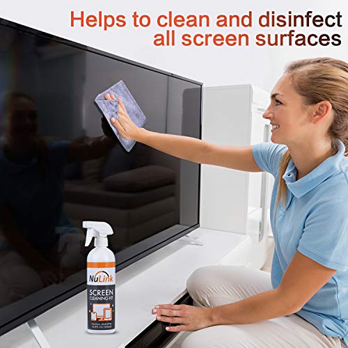 Screen Cleaner Spray, NuLink TV Screen Cleaner Liquid, Microfiber Cloth for Computer, iPad, Laptop, Glass, Electronics Cleaner Spray - Thumbnail 5