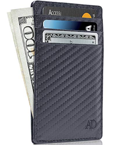 Image of Access Denied Slim Minimalist Wallets For Men & Women - Leather Front Pocket Thin Mens Wallet RFID Credit Card Holder Gifts For Men