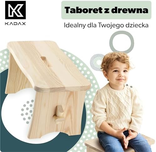 KADAX Drewniany stołek, podnóżek z naturalnego nielakierowanego drewna sosnowego, podnóżek w 3 różnych modelach, krzesło barowe, stołek, taboret drewniany (prostokątny)