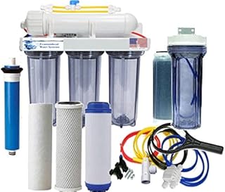 RO/DI Aquarium Reef System 5 Stage Clear Single DI Manual Flush Valve 75 GPD