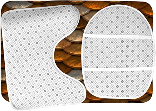 Badezimmerteppich-Set, 3-teilig, braunes und kupferfarbenes Schuppenmuster, waschbare Badteppiche, rutschfest, mit Rückenpolster, Konturteppich und Toilettendeckelbezug – Bild 6