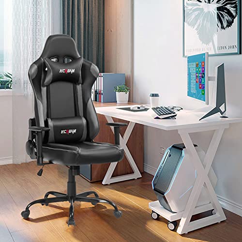 IntimaTe WM Heart Racing Stuhl Bürostuhl Gaming Stuhl Ergonomie Konferenz Stuhl Schreibtischstuhl mit Rückenlehne, Wippfunktion, Höhenverstellung, Grau