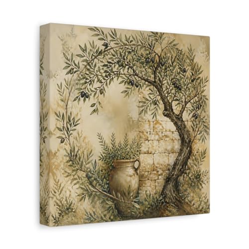 Toile olivier rustique 25x25 cm carrée pour décoration salon