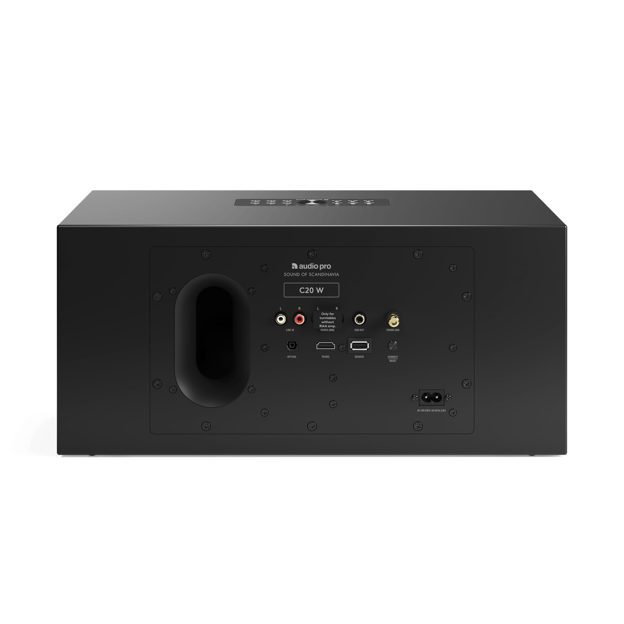 Audio Pro C20W Wireless Multiroom Stereo Lautsprecher 190W Class-D Verstärker, HDMI ARC, AirPlay 2, Google Cast, Bluetooth 5.0, Phono Eingang, Subwoofer Out (Schwarz)