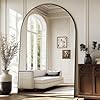 Oversized Floor Mirror Full Length with Stand, 72"X44" Extra Large Arch Standing Mirror Full Length, Tempered Glass Black Full Body Mirror for Bedroom Living Room, Aluminum Alloy Frame