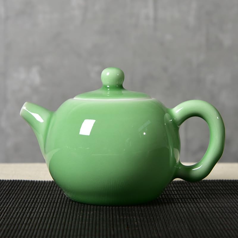 Miniatura 2 de Tetera Celadon, tetera de porcelana verde jade, utensilio de té de Kungfu, ceremonia de té, 4 colores opcionales, (verde ciruela)