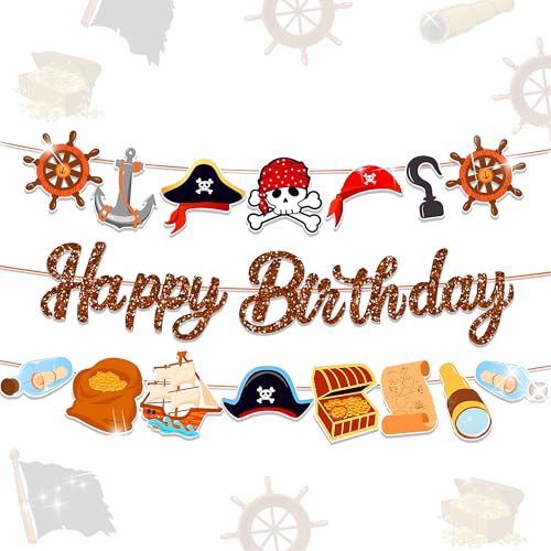 JeVenis bannière Pirate Guirlande Panneau Accessoires fête Anniversaire décorations Enfants garçons Filles thème Corsaire décoration fête Enfant