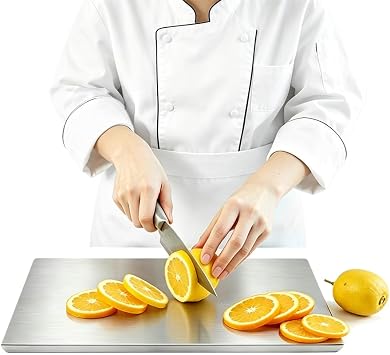 Stainless Steel Cutting Boards with Lip for Kitchen, Metal Cutting Board over Sink Large Cuttig Board, Baking-Cutting-Chopping-Board Suitable for Meat, Fruits, Vegetables, Bread, Noodle, and Pizza