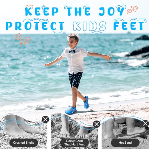 Image of Kids Boys Girls Swim Water Shoes, Toddler Kids Swim Water Shoes Non-Slip Quick Dry Beach Shoes,Barefoot Sports Shoes Aqua Socks for Beach Outdoor Sports