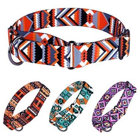 Murom Martingale Collar for Dogs Small Medium Large Tribal Geometric Pattern Training Wide Collars Puppy Adjustable Heavy Duty (Geometric, 15-20 inches) Cover