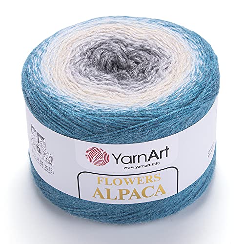 Yarn Art YarnArt Flowers Alpaca 20% Alpaca 80% Acrylic Weight 8.82oz Length 1028 Yards Multicolor Rainbow Crochet Winter Yarn Weight 2 Sport (Asian, 417)
