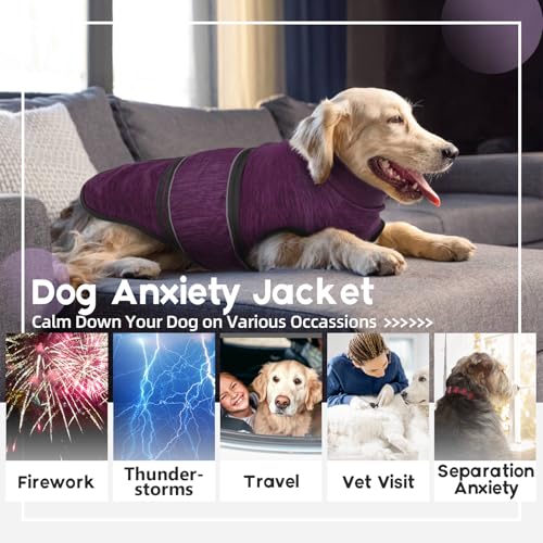 Image of Dog Anxiety Vest - Purple, Small - Soft Breathable Dog Firework Anxiety Relief Jacket for Thunderstorms, Pomeranian, Bichon, Beagle