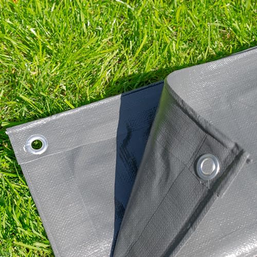 heavy duty waterproof tarpaulin/tarp/ground sheet/watertight keep it dry and clean cover up in neutral gray (1.5m x2m) - Image 2