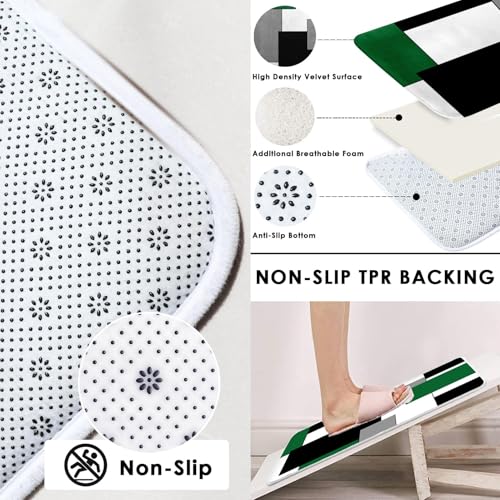 Tayney Green Geometric Shower Curtain Set with Toilet Lid Cover and Non-Slip Rugs for Bathroom, Grey Black White Checkered 4 Pcs Shower Curtain, Modern Abstract Bathroom Set with 12 Hooks by Tayney - Image 3