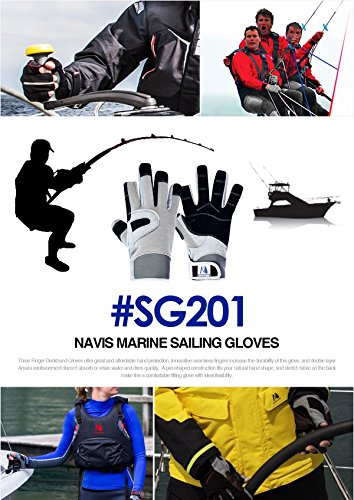 NAVIS MARINE Sailing Gloves for Men Women Rowing Boating Fishing Kayaking All Water Sports Perfect UV Protection Short Finger (Carbon,X-Large) - Thumbnail 7