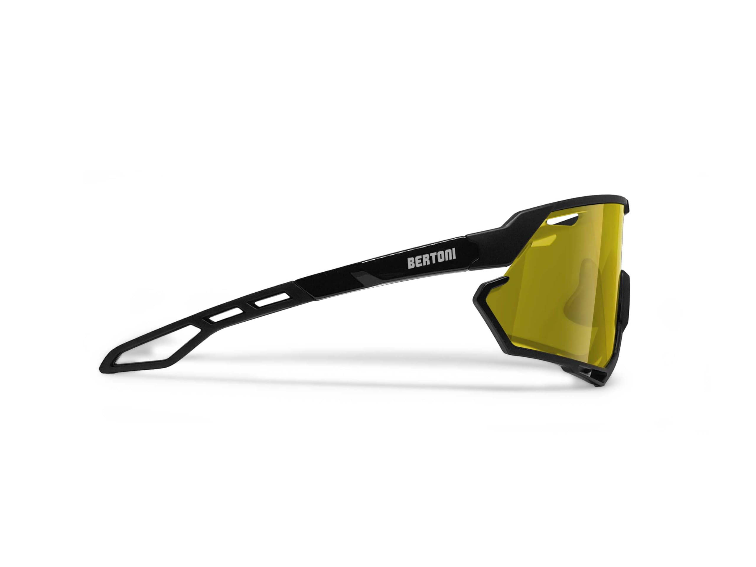 BERTONI Radfahren MTB Lauf Sportbrille für Männer Frauen in TR90 Antibeschlag Weitwinkelobjektiv mod. ALPHA