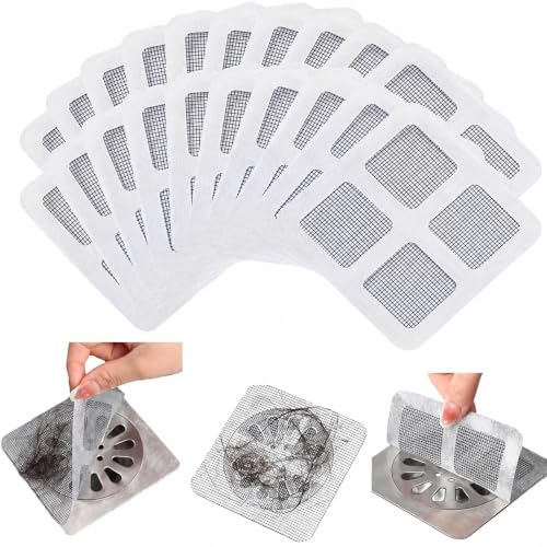 Image of Pack of 20 Disposable Shower Drain Cover Hair Catcher Shower Drain Mesh Stickers, Bathroom, Bathtub Drain Kitchen Floor Sink Strainer Filter