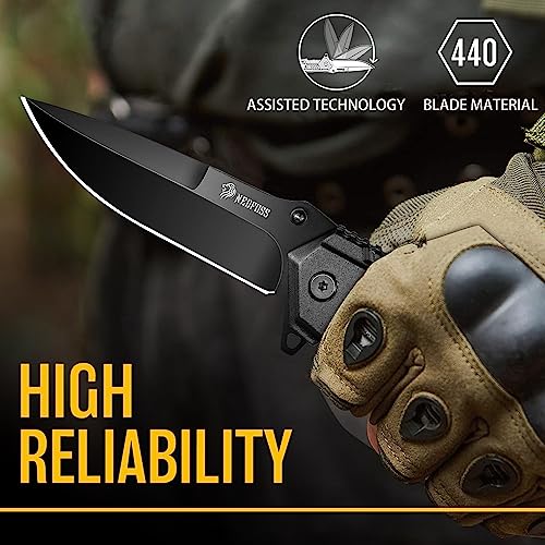 Nedfoss AK10 Pocket Knife, 3.14 Inch Survival Knife, Assisted Opening, 5 In 1 Pocket Knife For Men, Tactical Knife thumb #2