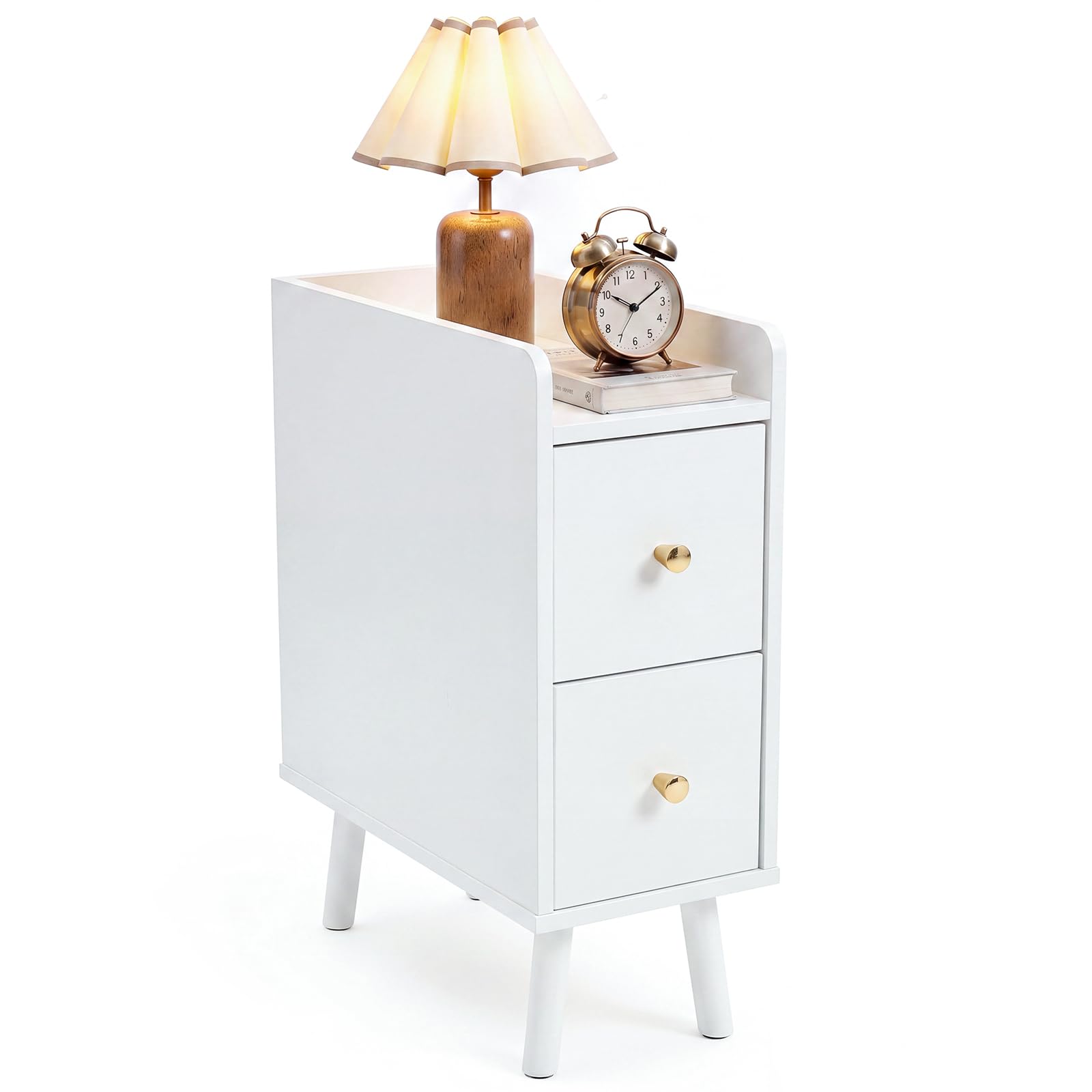 INMOZATA 20 CM Narrow Bedside Table With 2 Drawers, Space-Saving Nightstand — image 1