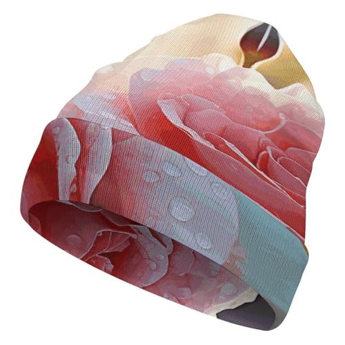 Gorro de punto de rosas gorro elástico de invierno con acabado elegante unisex