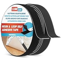 EMITEVER Klettband Selbstklebend Extra Stark 2,5mX20mm Schwarz, Multifunktional Klettverschluss Heavy Duty, Doppelseitiges Klett Klebeband Tape für Innen Außen Stoff Fliegengitter Couch-Kissen Teppich