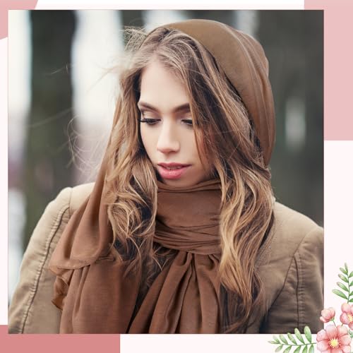 Bunnycool 6 Pack Hijab Scarves for Women Muslim Head Wraps Jersey Hijab Soft Long Scarf Wrap for Muslim Cotton Shawl(Plain Colors)