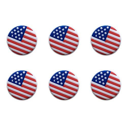 Amosfun 6PCS Tennis Racket Vibration Silicone American Flag Tennis Racquet Shock Absorbers Tennis Racket Strings Dampers for Player