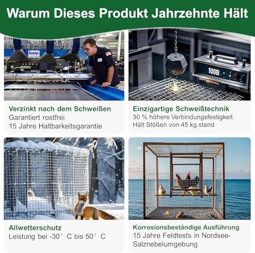 Amagabeli Feuerverzinkter Volierendraht 0.5m X 25m Feinmaschig 12x12mm Wühlmausgitter, Hühnerdraht, Kaninchendraht Für Hochbeet & Maschendrahtzaun Wetterfest