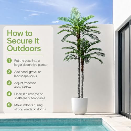 Image of Nafresh 10ft Tall UV Resistant Faux Palm Tree, 120in Artificial Palm Tree Indoor Outdoor with Real Bark and Realistic Leaves and for Home House Office Living Room Yard Patio.