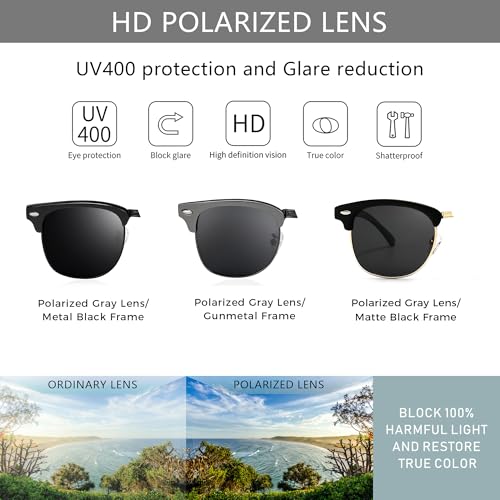 Image of SUNGAIT Polarized Sunglasses for Men and Women, Classic Half-Frame Retro Shades for Driving, Travel, and Outdoor Activities