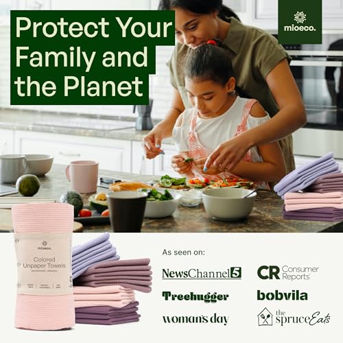 Image of mioeco 24 Pack Multicolored Reusable Paper Towels - Nature Friendly - Organic Cotton Alternative - Thick, Strong, Paperless Kitchen Dish Cloths - Reusable Napkins - Dish Towels - Cloth Napkin