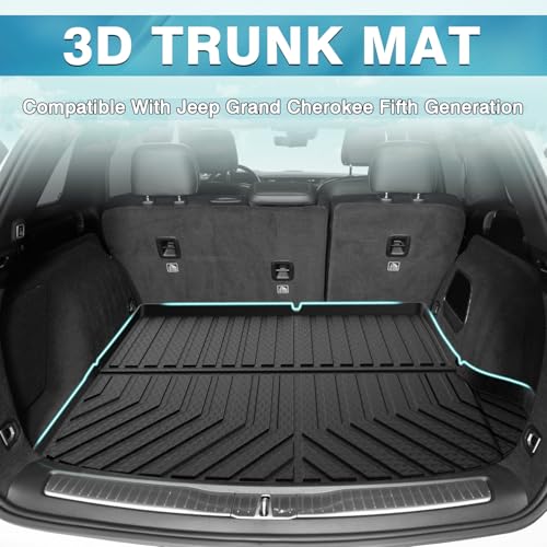 Image of Mixsuper Custom Fit Cargo Liner for New Jeep Grand Cherokee 2026 2025-2022, Only for 5 Seats, All Weather Cargo Mat Rear Trunk Liner Black
