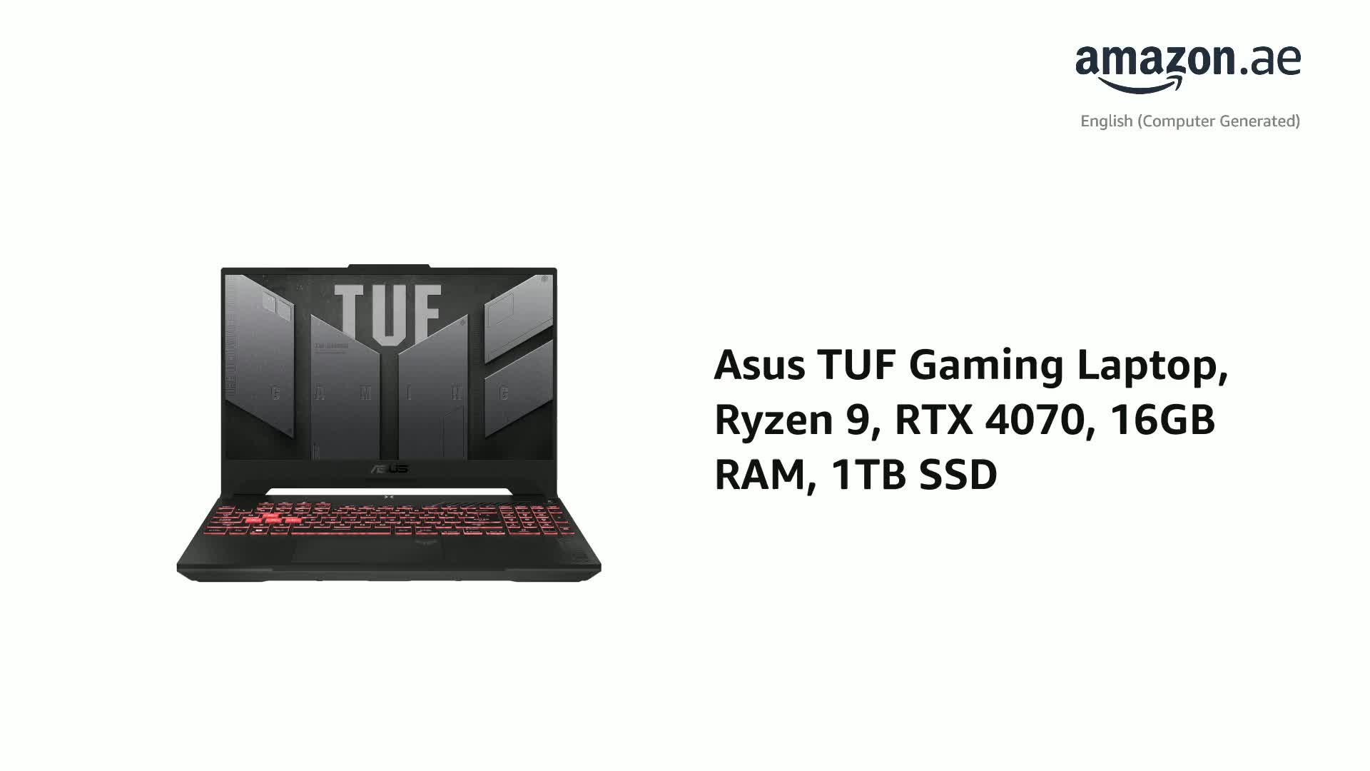ASUS TUF A15 Gaming Laptop, FA507XI-LP018W /R9-7940HS /16GB /1TB