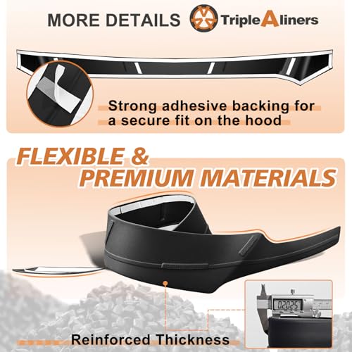 Image of TripleAliners Hood Bug Deflector Protector for 2014-2021 Toyota Tundra | Hood Protector, Bug Deflector Shield Replacement, Flexible TPE Material, Easy to Install, Upgraded adhesion